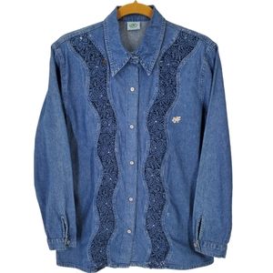 Vintage Bianca Maria Caselli Western Inspire Snap Front Longsleeve Shirt Sz M